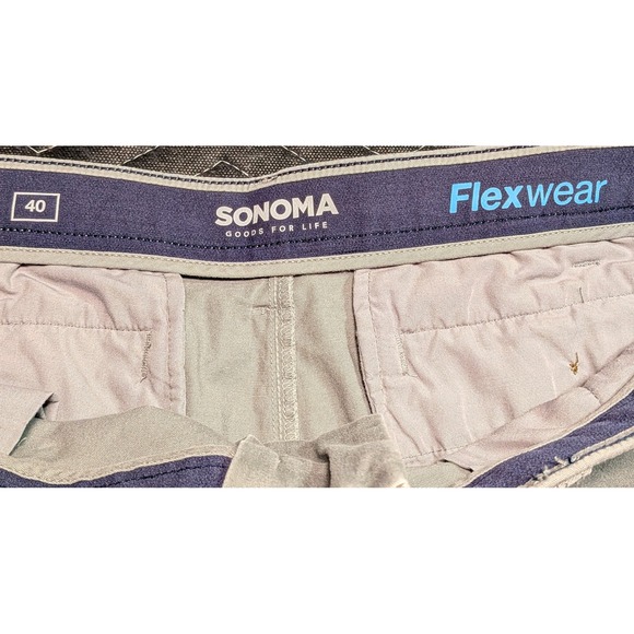 Sonoma Goods For Life Flexwear Mens Chino Shorts Grey Tan Size 40 Stretch Twill - Picture 4 of 8
